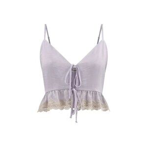 No Boundaries Womens Ladies Lilac Satin Scallop Lace Trim Cami Sleep Top Sz XL